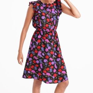 NWT JCrew Floral Flutter Sleeve Silk Dress - SZ 2